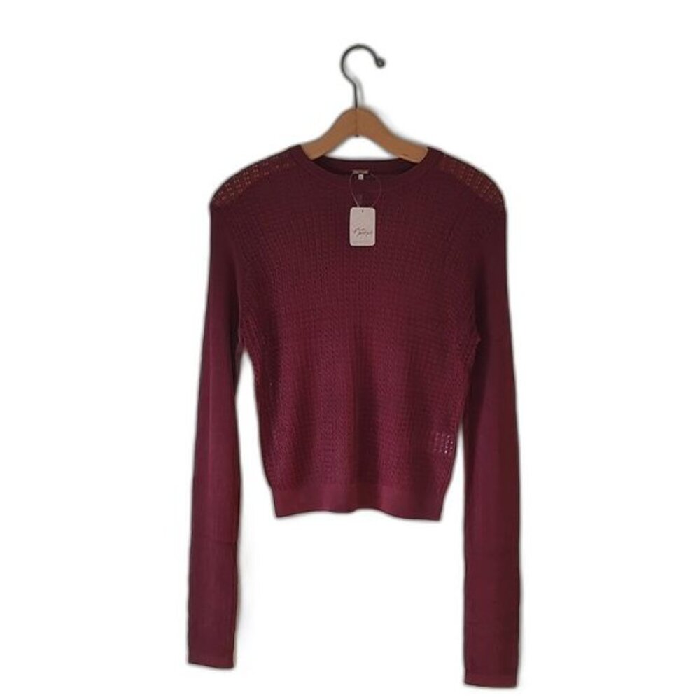 NWT! Free People H20 Crew Pullover Garnet Stretch Size Medium